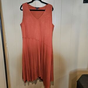 🧡INC International Concepts' 2X Sleeveless Midi Dress | Rust Orange Asymmetrica